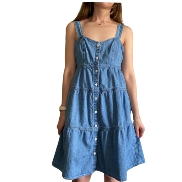 Levi's Dresses & Skirts - Levi's Joni Tiered Button Front Coastal Cowgirl Rodeo Western Jean Dress Size XL